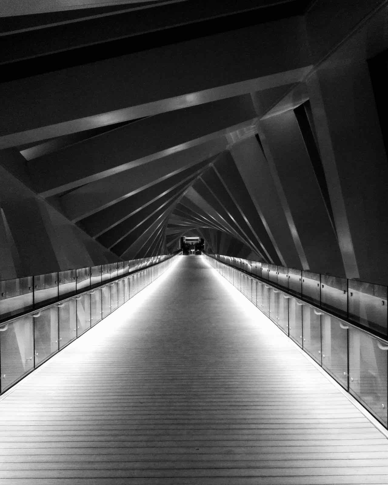 Covered footbridge walkway in Business Bay, Dubai (location photo)